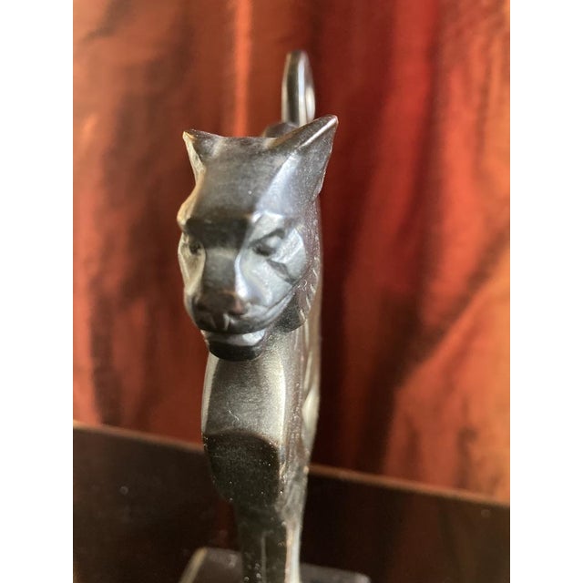 1920s Lucien Alliot, Art Deco Sculpture of a Cat, 1925, Bronze on a Black Marble Base For Sale - Image 5 of 14