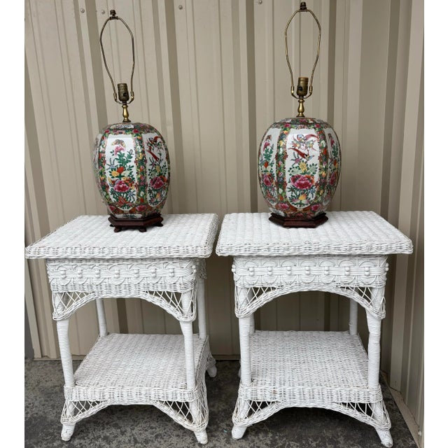 Pair of Vintage Chinese Export Famille Rose Porcelain Ginger Jar Table Lamps For Sale - Image 9 of 12