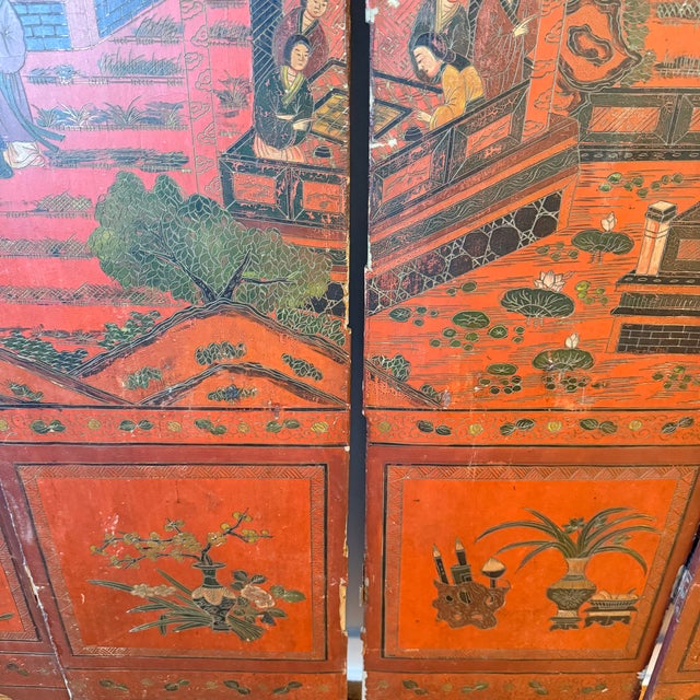 8 Panel Antique Wooden Chinese Screen For Sale - Image 10 of 18