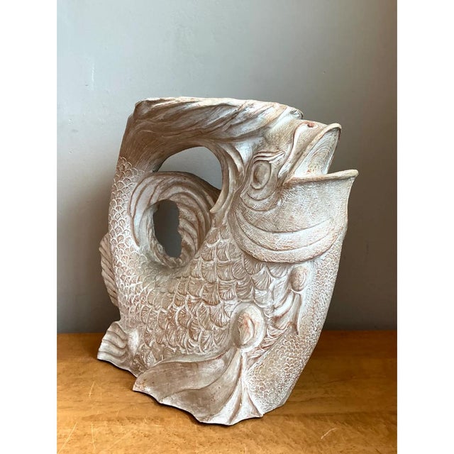 Vintage Washed Ceramic Koi Low Stool For Sale - Image 11 of 12