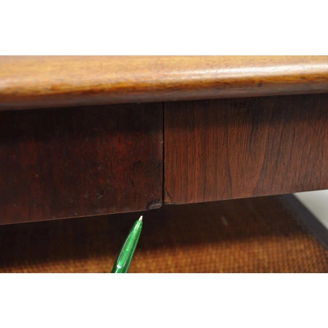 Vintage Mid Century Danish Modern Sculptural Walnut 1 Drawer Long Coffee Table For Sale - Image 9 of 15