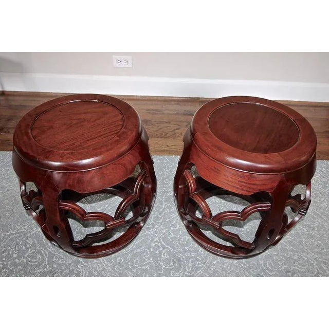 Chinese 1950s Chinese Asian Hardwood Garden Seat Stools - a Pair For Sale - Image 3 of 10