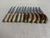 English Vintage Sheffield English Antler Stag Horn Handle Stainless Steak Knife Set For Sale - Image 3 of 7