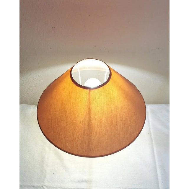 Textile Vintage German Table Lamp with Handmade Ceramic Base from Thoms and Original Salmon-Colored Fabric Shade, 1980s For Sale - Image 7 of 10
