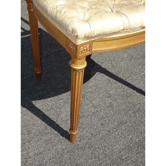 Vintage French Provincial Gold Tufted Accent Chair ~ Vanity Chair For Sale - Image 11 of 12