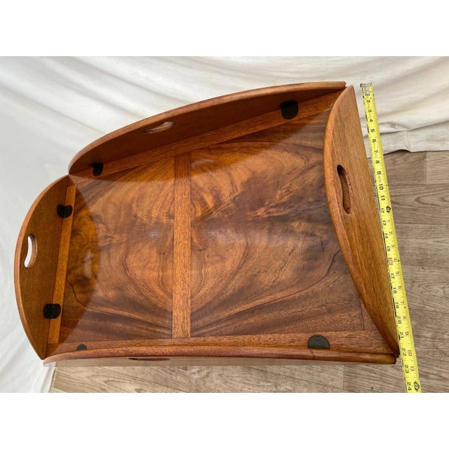 Vintage Heritage Henredon Butler's Tray Oval Cocktail Table Flame Mahogany For Sale - Image 11 of 15