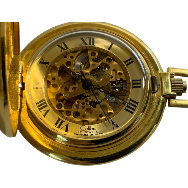 Vintage Colibri 17 Jewel Swiss Mechanical Skeleton Pocket Watch Gold Tone Working Made USA 1970s-1980s. Stunning vintage...
