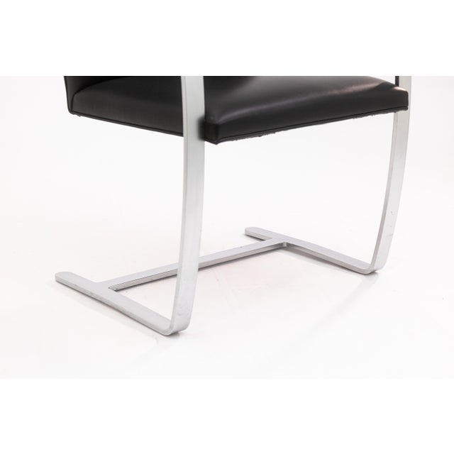 Black Set of 6 Mies Van Der Rohe for Knoll Brno Brushed Steel Black Leather Armchairs For Sale - Image 8 of 11