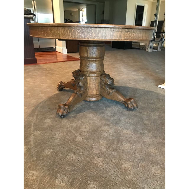 Antique Claw Foot Lions Head Tiger Oak Pedestal Table Chairish