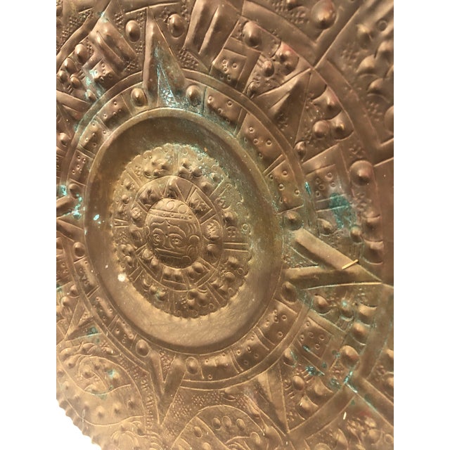 1950s Aztec Sun Copper Decorative Plate For Sale - Image 6 of 9