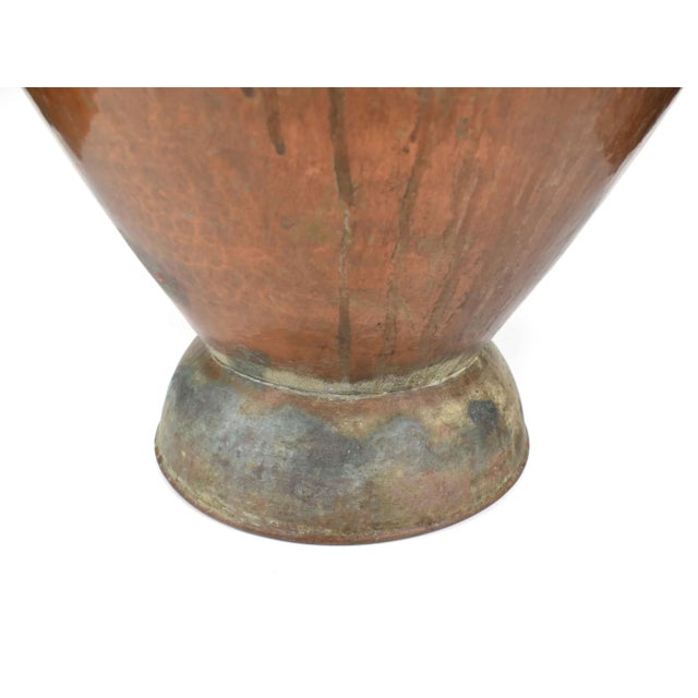 Italian Tall ExLarge Hammered Solid Copper Pitcher Vase Made in