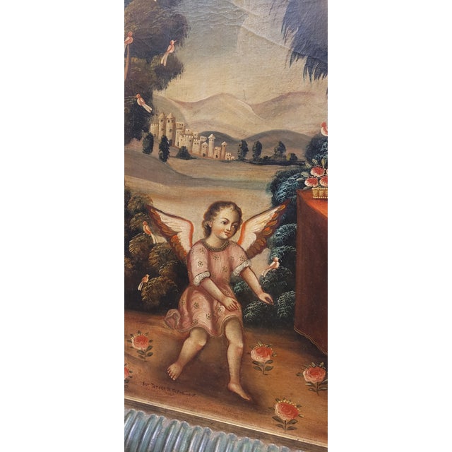 Early 20th Century Exceptional Vintage Spanish Colonial Baroque Style Painting For Sale - Image 5 of 12
