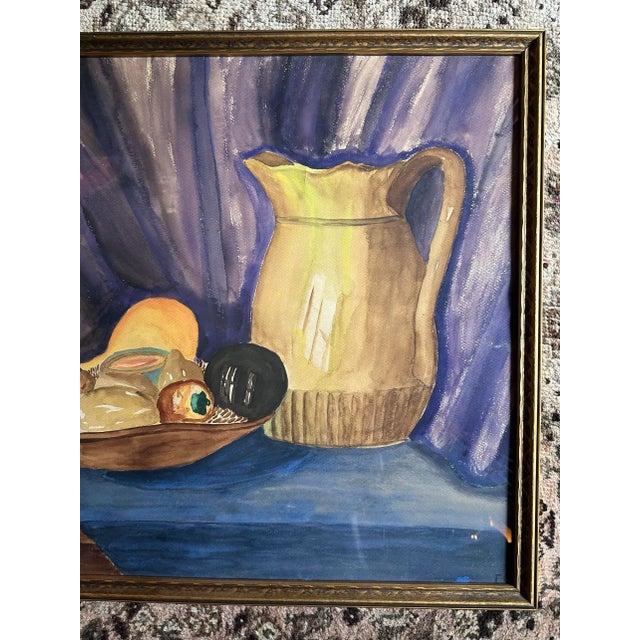 Traditional 1940s French Framed Watercolor Still Life Painting For Sale - Image 3 of 6