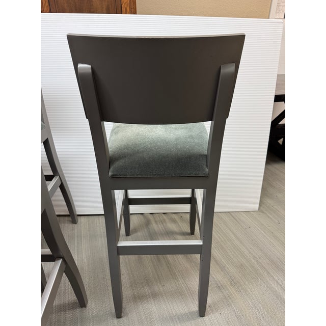 Custom Design Wood + Mohair Barstools, Set of Three For Sale - Image 9 of 12