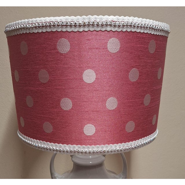 Textile German White Glazed Porcelain Table Lamp with Handmade Fabric Shade, 1970s For Sale - Image 7 of 10