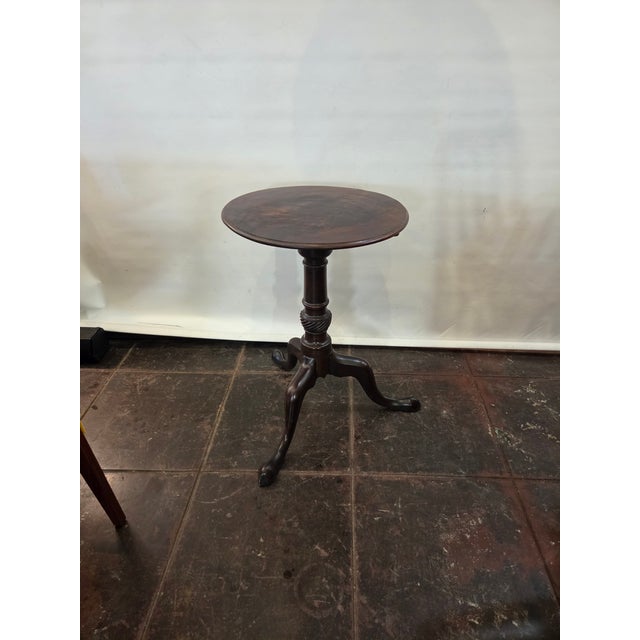 A charming Antique George III Tilt-Top Mahogany tripod wine serving table 1780-1800. 19 inch top 24 inch foot base 28...