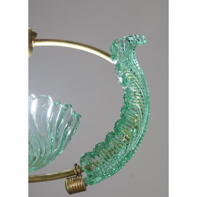 Green 1950s Extra Rare Green Acquamarine Art Deco Barovier E Toso Chandelier For Sale - Image 8 of 16