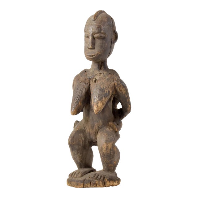 Early 20th Century Senufo Female Mother and Child Figure Cote d'Ivoire For Sale
