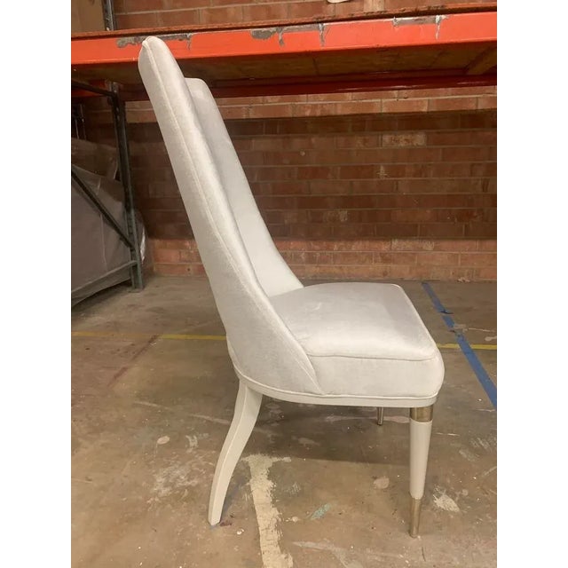 Caracole Transitional Cream Upholstered Side Chair With Gold Ferrules & Painted Wood Frame For Sale In Greensboro - Image 6 of 7