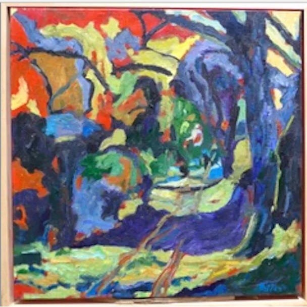 "Path in the Woods in France" Oil Painting Framed For Sale