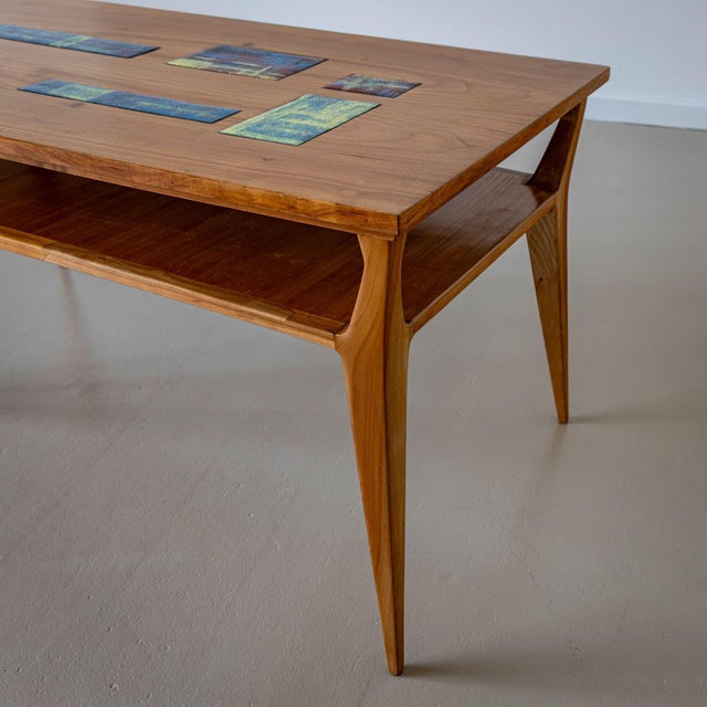 Mid 20th Century Mid-20th Century Coffee Table with Ceramic Inlays, Italy For Sale - Image 5 of 7