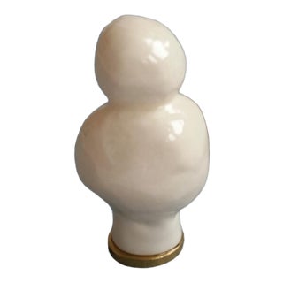 Handmade Ceramic White Double Ball Shape Lamp Finial by Kri Kri Studio For Sale