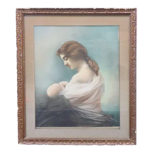 1915 "Gods Gift" Figurative Watercolor Painting Signed by E. Lochlilar, Framed