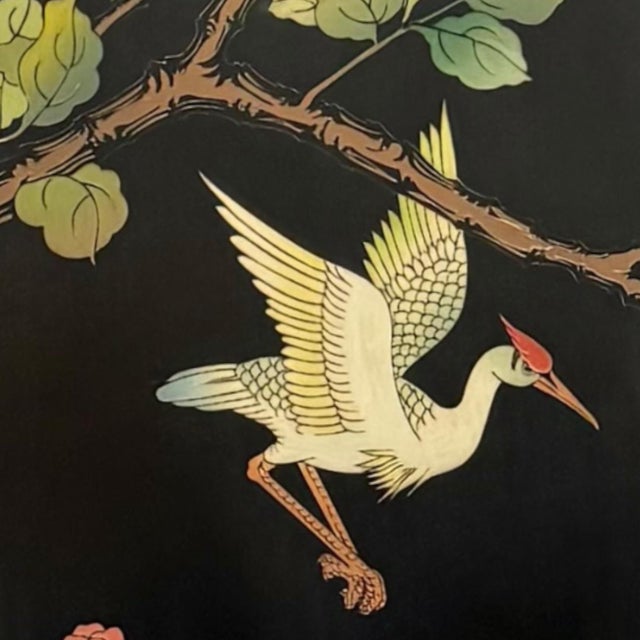 Vintage Chinese Carved Four-Panel Screen in Polychrome Lacquer For Sale - Image 4 of 6