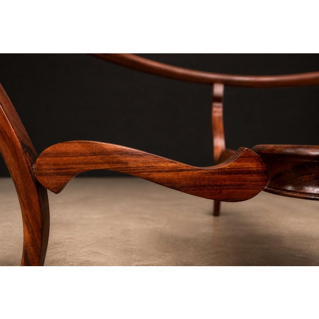 Mid-Century Modern Circular Coffee Table in Caviúna Wood & Glass by Giuseppe Scapinelli, Brazil, 1950s For Sale - Image 3 of 18