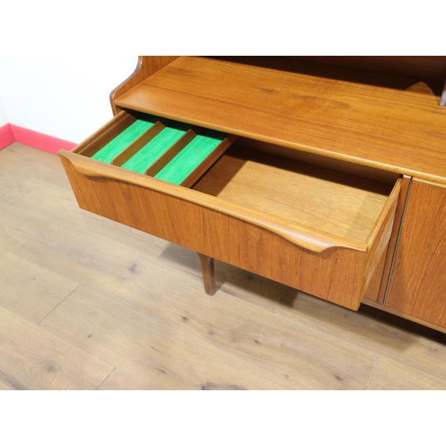 Mid Century Modern Vintage Teak Highboard Credenza Sideboard by S Form Danish Style For Sale - Image 9 of 15