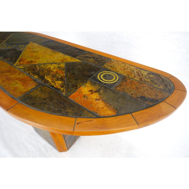 Mid 20th Century Boomerang Shape Slate Tile Top & Base Mid Century Modern Studio Coffee Table For Sale - Image 5 of 16