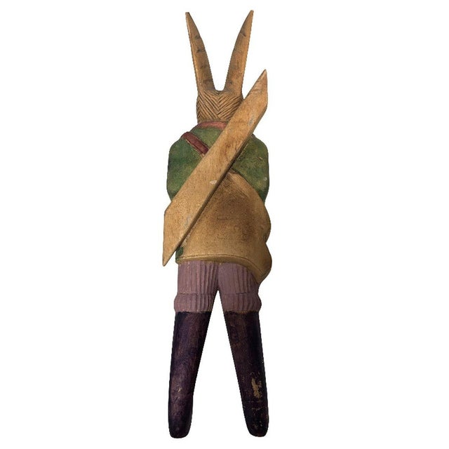1980s 1980s Arthur Court Handcarved Folkart Rabbit Wall Hook Coat Holder For Sale - Image 5 of 10