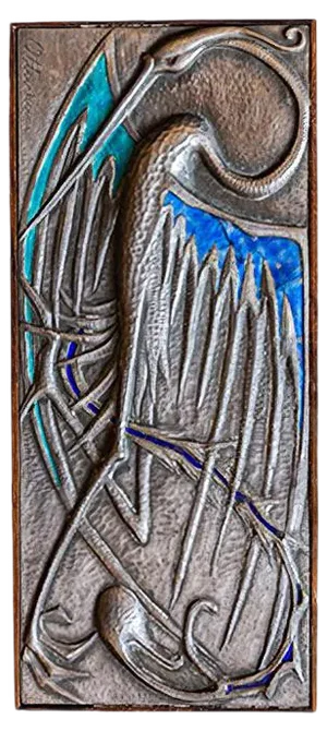 Silver and Enamel Wooden Box with Bird Design from Ottaviani