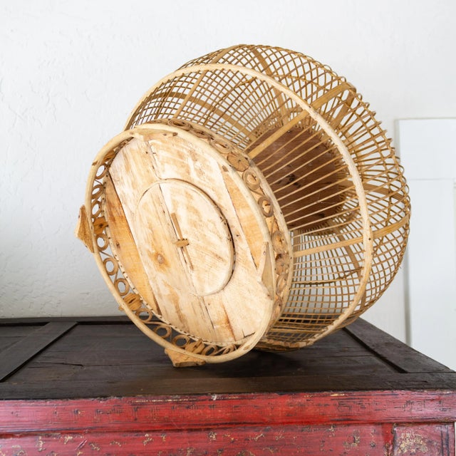 Indonesian Bamboo and Rattan Round Hanging Bird Cage For Sale - Image 9 of 12