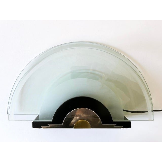 Mid-Century Modern Postmodern Rising Sun Table Lamp from Metalarte, Spain, 1980s For Sale - Image 3 of 18