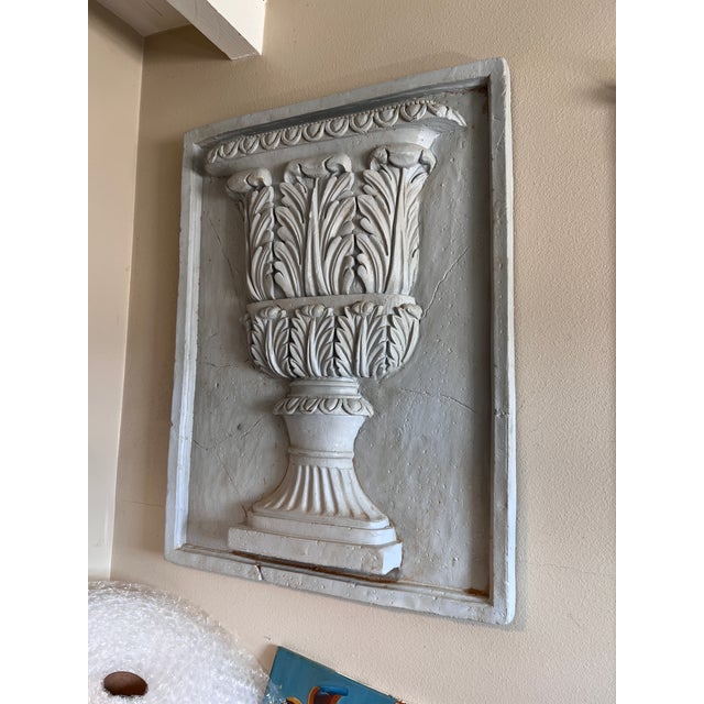 Large Vintage Architectural Bas-Relief Wall Plaque With Classic Neoclassical Urn/Vase Motif For Sale - Image 9 of 9