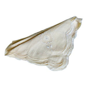 Italian Linen Embroidered Floral Napkins, S/6