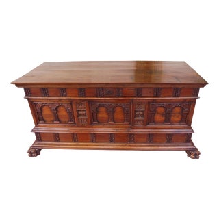 Antique Mid-18th Century Italian Baroque Carved Walnut Deception Coffer, 1740 For Sale