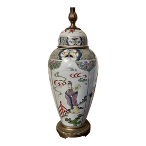 Antique 19th Century French Samson Porcelain Vase in the Chinese Kangxi Style Mounted as a Table Lamp