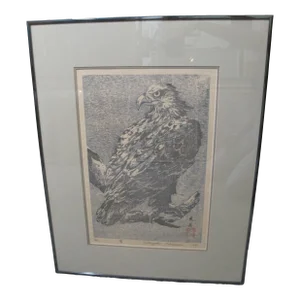 Katsuyoshi Takahashi Japanese Signed Limited Edition Framed Eagle Woodblock