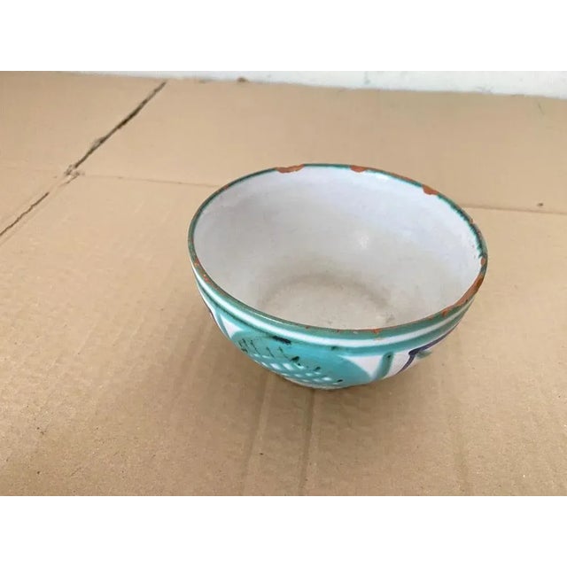 Beautiful hand painted Set of Bowl by Robert Picault from France, 1950's. White glaze with green Blue and brown painted...