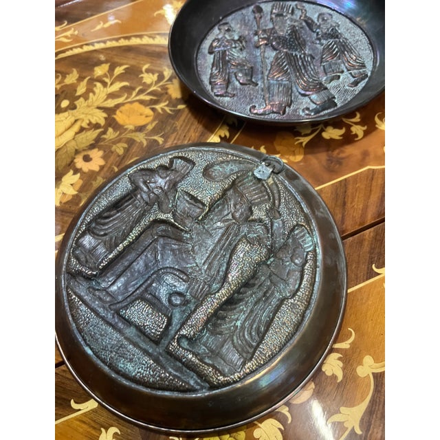 Mid-Century Modern 1970s Decorative Copper Plates- a Pair For Sale - Image 3 of 5