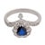 Contemporary Vintage Sapphire Diamond 18k White Gold Ring, Size 5.5 For Sale - Image 3 of 6