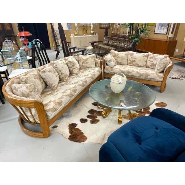 1960s Gold Wrought Iron Scroll Round Coffee Table With Rippled Glass For Sale - Image 5 of 11