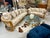 1960s Gold Wrought Iron Scroll Round Coffee Table With Rippled Glass For Sale - Image 5 of 11