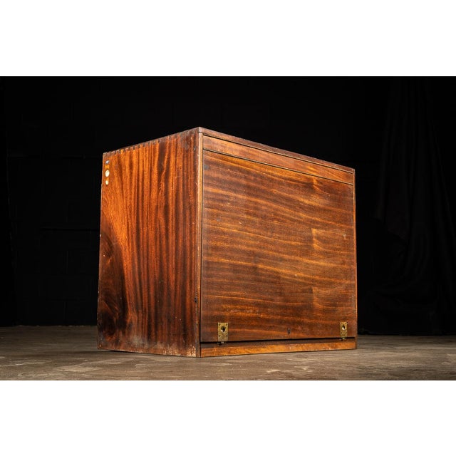 Mid-20th Century Solid Mahogany Diaform Wheel Dresser Machinist’s Chest For Sale - Image 4 of 10