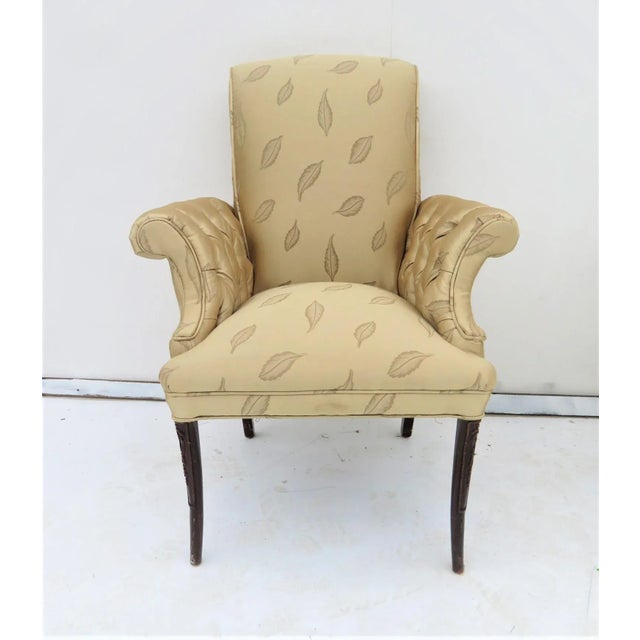 French French Style Tufed Fireside Chairs - Pair For Sale - Image 3 of 6