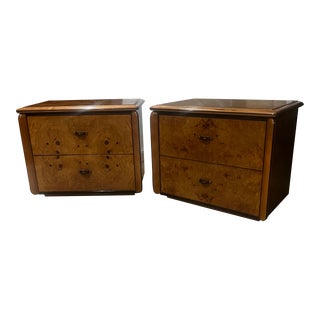 1970s Vintage Olive Burl Nightstands by Lane - a Pair For Sale