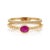 Ruby & Diamond Beaded Double Band Stacking Ring Size 6 Set in 14k Yellow Gold For Sale - Image 4 of 16