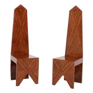 Pair of 1970s Modernist Tall Back "Throne Chairs" For Sale